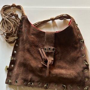 Hot Kiss Brown faux Suede Shoulder Bag